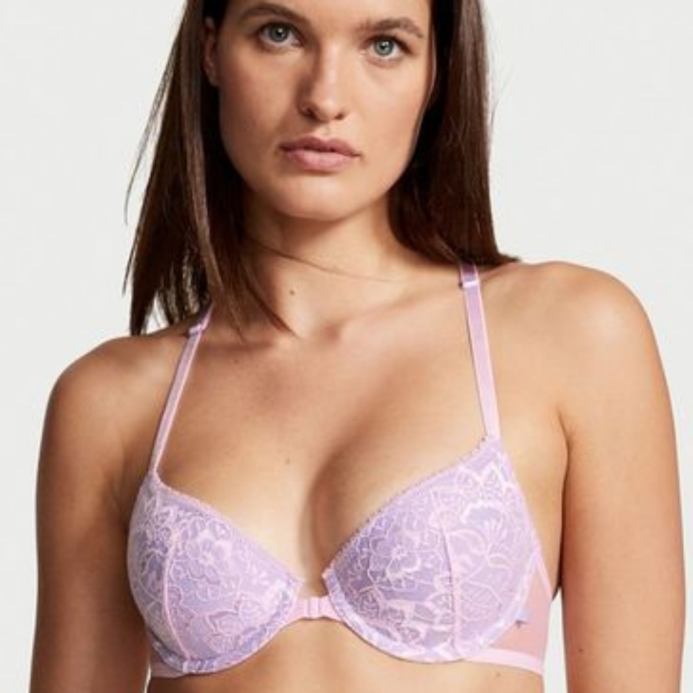 Victoria's Secret Lace Racer Back T-shirt Bra 36B French Purple - Picture 8 of 11